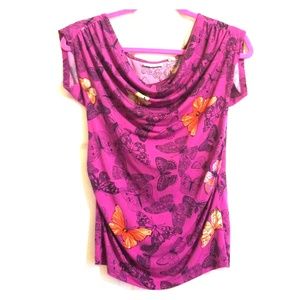 Purple XS New York & Company butterfly blouse